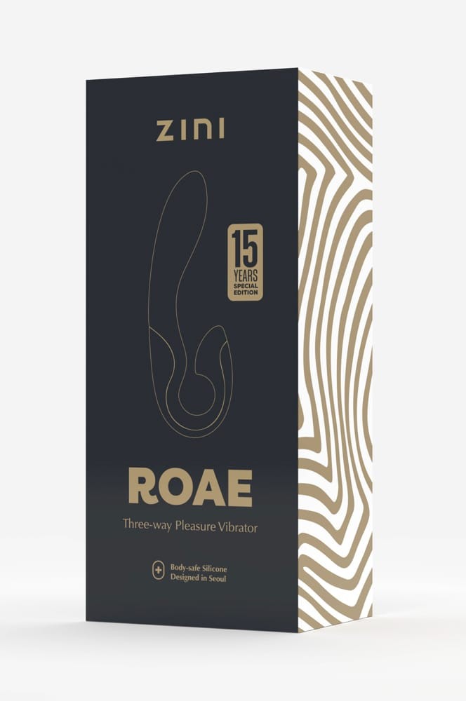 Vibrator Zini Roae SE Three-way Pleasure Black Gold, 19.5x3.5 cm - detaliu 1