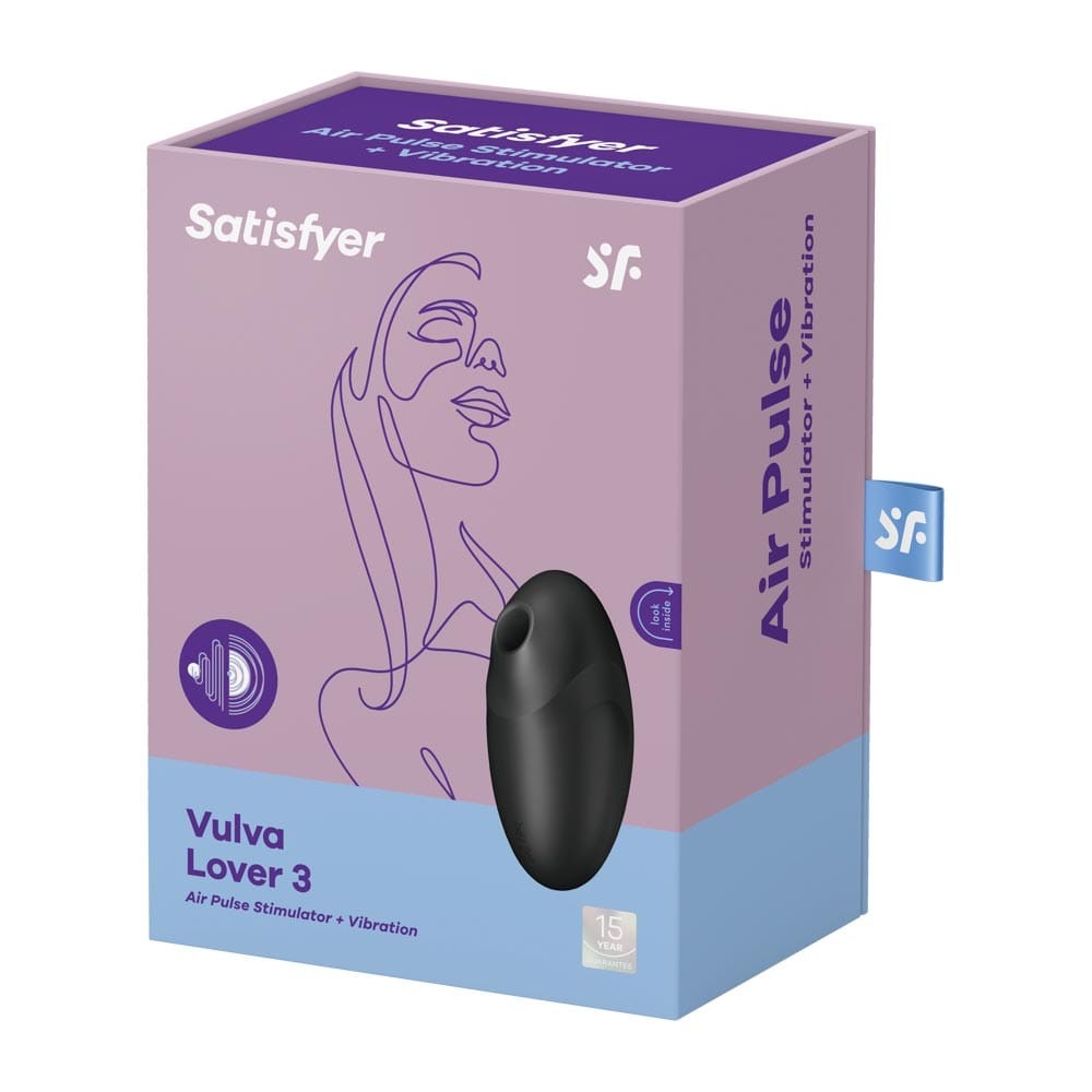 Vulva Lover 3 black - Stimulator Clitoris Rezistent la Apa, 10,5x6 cm - detaliu 9