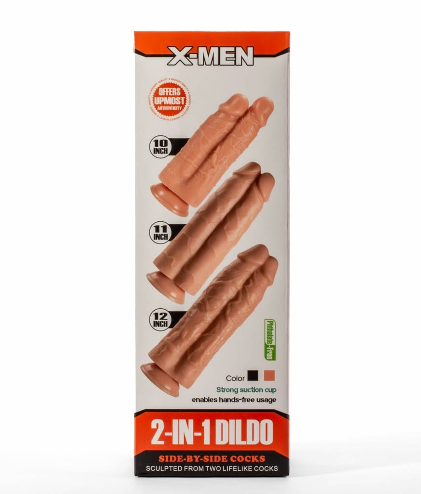 X-Men 10" 2-in-1 Side By Side - Dildo Realistic Dublu, 25,4 cm - detaliu 8