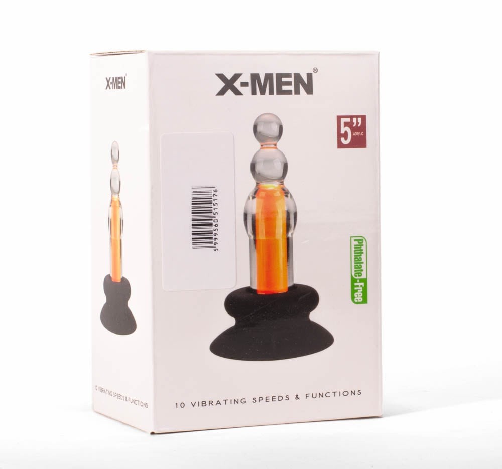 X-MEN 10 Speeds Vibrating Beaded Plug - Dop Anal cu Vibratii, 12 cm - detaliu 4
