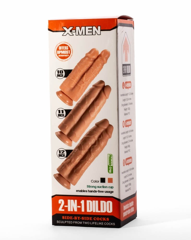 X-Men 2-in-1 - Dildo Dublu, 2 Penisuri Lipite, din PVC, 30,5 cm - detaliu 6