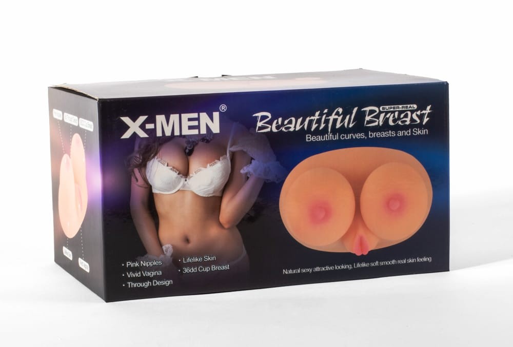 X-Men Beautiful Breast - Masturbator cu Sani si Vagin, 21x12 cm - detaliu 1