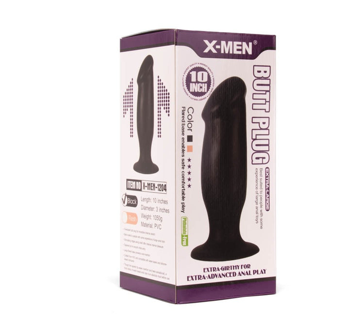 X-MEN Extra Advanced - Butt Plug Negru in Forma de Penis, cu Ventuza, 25 cm - detaliu 4
