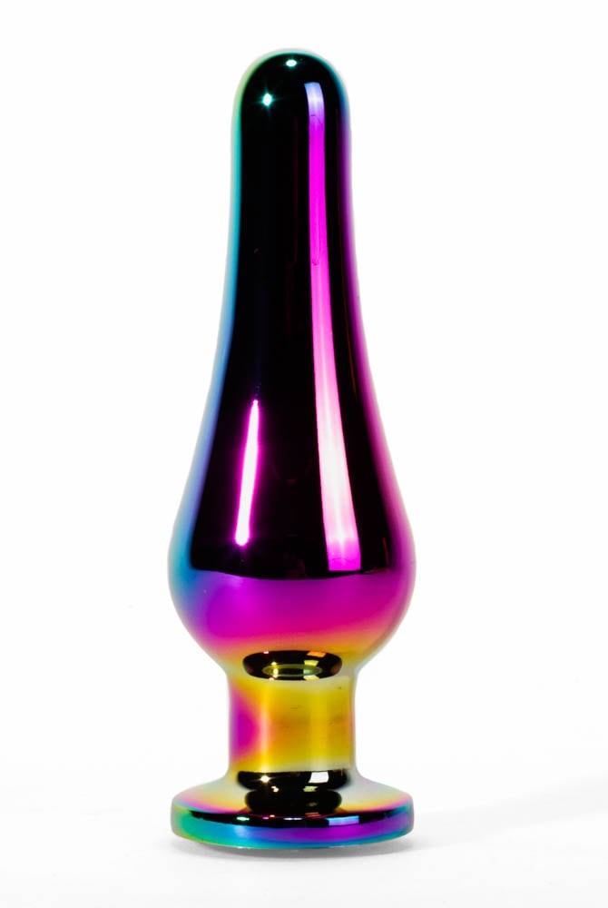 X-MEN Secret Shine Metal Butt Plug Rainbow M - Dop Anal Multicolor, 11,2 cm - detaliu 1