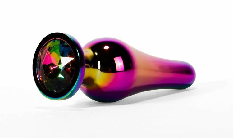X-MEN Secret Shine Metal Butt Plug Rainbow M - Dop Anal Multicolor, 11,2 cm - detaliu 2